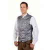 Mario Elegant Costume Gilet Silver Grey/Dark Blue with Elegant Pattern