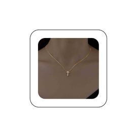 Iaceble Boho Tiny Cross Pendant Necklace Polished Faith Necklace Chain Gold Cross Choker Necklace Religion Cross Chain Necklace Minimalsit Cross Collar Necklace Jewelry for Women