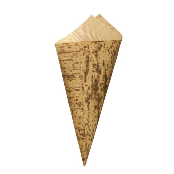 BambooMN 6.7" x 3" Premium Bamboo Leaf Cone, All Natural and Disposable Compostable for Catering and Home Use, 100 Pieces