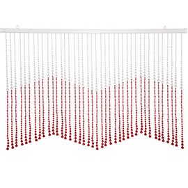 THY COLLECTIBLES Beautiful Acrylic Beaded Valance Curtain Window Door Room Divider for Home Decor - Red & Crystal Clear Teardrop