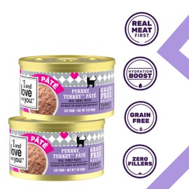I AND LOVE AND YOU Wet Cat Food - Purrky Turkey Pâté - Turkey Recipe, Grain Free, Filler Free, 3oz Pack of 4 Cans