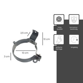 ZAMBELLI Pipe Clamp Downpipe Clamp for Wood Mounting Anthracite DN 100 Pipe Holder with High Corrosion Protection, Easy Installation with Wood Screws