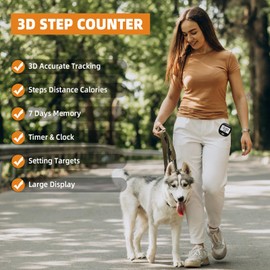 3D Pedometer Step Counter, Larger Display Walking Pedometer with Removable Clip and Lanyard, Step Tracker Counter Fitness with Calorie, Distance, Time, Daily Goal Recording