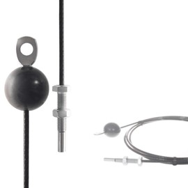 Drahtseile24 Steel cable coated for fitness equipment with eyelet and threaded bolts, 5 mm (4 to 5) thickness, M12 thread, 220 kg payload, 4.90 m length.