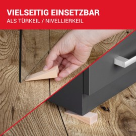 LouMaxx Set of 12 Wooden Wedges Small Made of Natural Beech - Wooden Wedges 90 x 29 x 24 mm - Robust Hardwood Wedges as Door Wedge Wood, Mounting Wedges & Laying Wedges - Wooden Wedge Made in Europe -