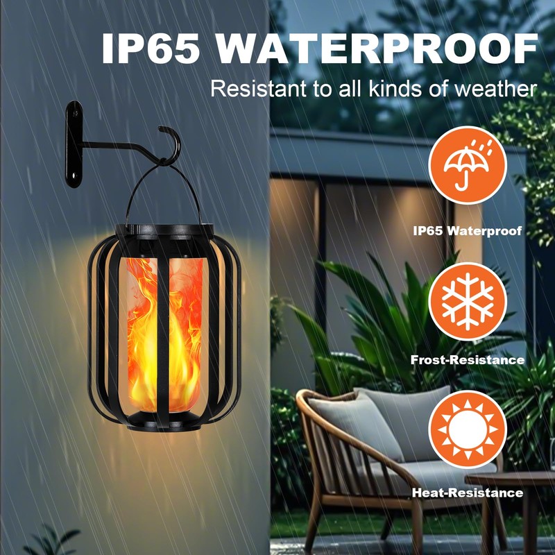 Solar Lantern Outdoor Lights,2 Pack Waterproof Solar Powered Lanterns with