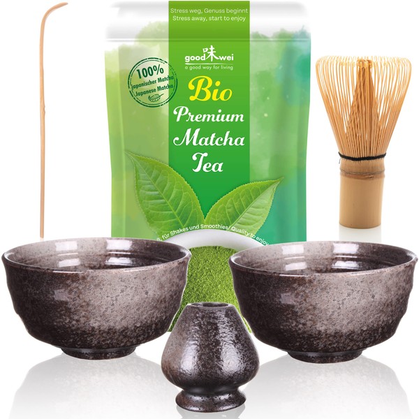 Matcha Set Duo with Holder and 30 g Premium Organic Matcha Tea (Goma)