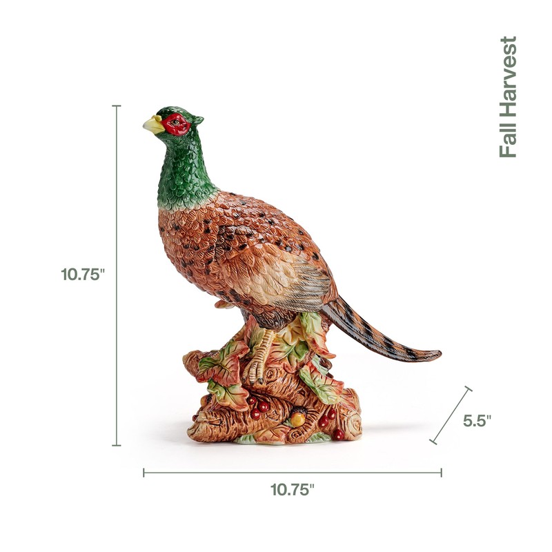 Fitz and Floyd Fall Harvest Pheasant Ceramic Figurine, 10.75 inch