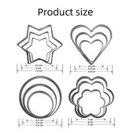 Cookie Cutter,12 PCS Heart Star Circle Flower Shaped Stainless Steel Cookie Cutter for Baking Mold Cutting Mould Cookie Pastry Fruit
