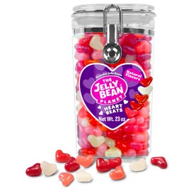 The Jelly Bean Planet Heart Beats Jelly Beans Gift, Gluten Free Candy Hearts – Love Heart Shaped in 5 Fruity, Natural Plant Based Flavors, Kosher - Gourmet Jelly Beans Gifts, Mothers Day, 23 oz Jar