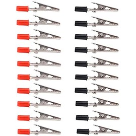 GDQLCNXB 20 PCS Metal Alligator Clips Electrical Test Clamps with Plastic Hands Red Black Kit