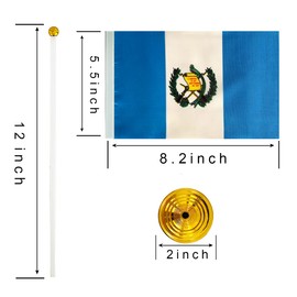 WXTWK 12 Pack Guatemala Flag Guatemalan Desk Flag Small Mini Guatemalan Table Flags With Stand Base,Home Office Festival Events Celebration Decorations