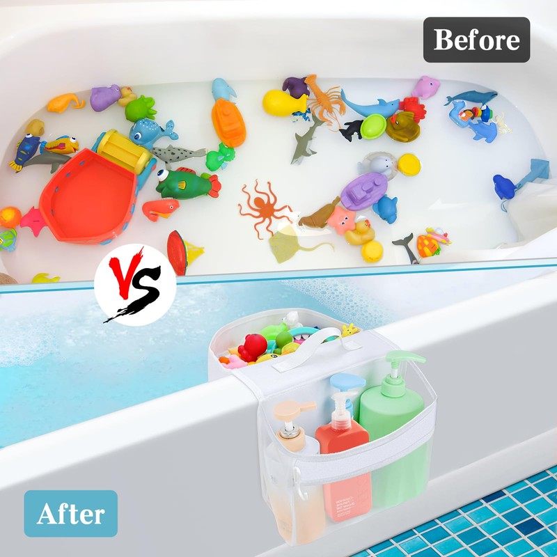 Dreamtop Saddle Shape 2 Compartment Bath Toy Storage Net, Bathroom
