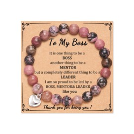 Shonyin Best Boss Ever Gifts for for Women Boss Gifts Female Natural Stone Beaded Bracelet Christmas Boss Lady Gifts