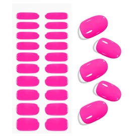JMEOWIO Gel Nail Stickers Red Pink Semi Cured Gel Nail Strips Wraps UV/LED Nails Art Design Decoration Accessories