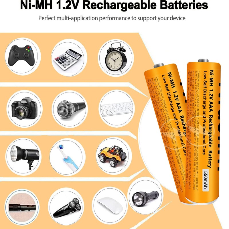 6 Pack NI-MH AAA Rechargeable Battery for Panasonic, 1.2V 550mah