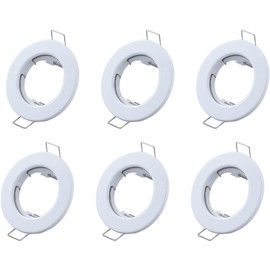 Zodazoqa Set of 6 Recessed Light Frames, Ceiling Mounting Frame, Recessed Spotlight Set, Mounting Frames in Aluminium (LED/Halogen/GU10/MR16/PAR16/50 mm) (White)