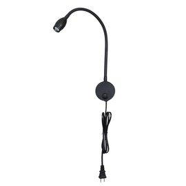 Agese LED Reading Lamp 3W Warm White 3000K for Reading Books Black Plug Cord 2PCS