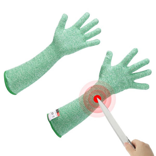 sourcing map Cut Resistant Sleeves with Gloves, 42cm Arm Protection