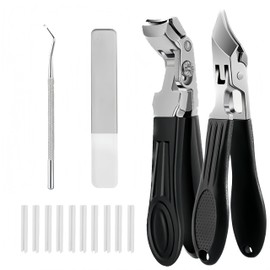 Nail Clippers Set, Toenail Clippers for Thick Toenails for Seniors, Angled Head Long Handled Toenail Clippers for Thick Toenails, Ultra Sharp Wide Jaw Opening Nail Clippers for Men