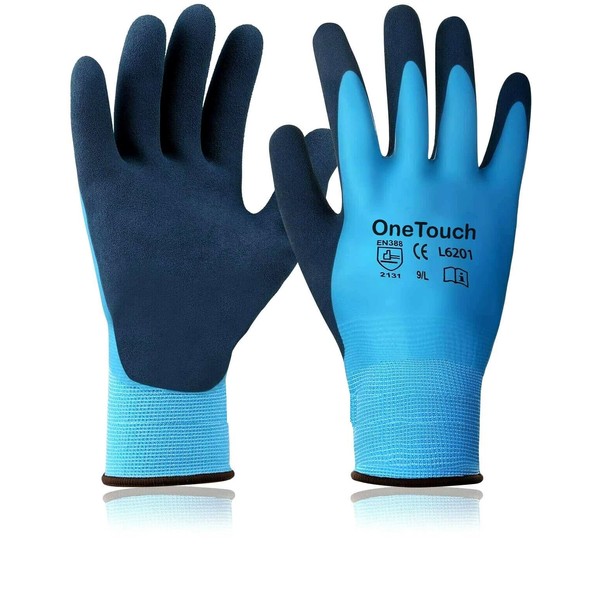 A406 5 Pairs Blue Waterproof Fully Latex Coated Nylon Safety
