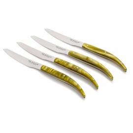 Arcos Steak Knives Set of 4 pieces. 4 Inch Steak and Meat Knife in Nitrum Stainless Steel. Ergonomic Pearly Green Marbled Handle. The Bazaar by José Andrés
