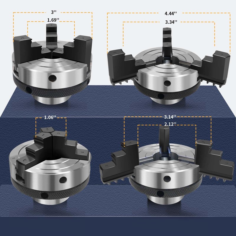 NNBWKIXI 3 Inch Wood Lathe Chuck Set 3 Jaws Self-Centering