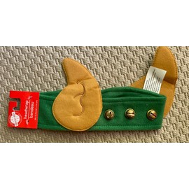 Christmas house Elf Ears Headwrap w/ 3 Bells Hook Loop Closure (adjustable) - Christmas House