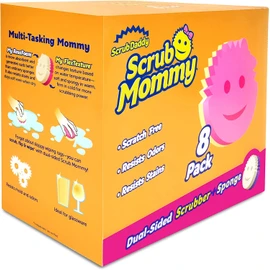 Scrub Daddy Dual Sided Sponge and Scrubber - Scrub Mommy - Scratch Free Sponge for Dishes and Home, Soft in Warm Water, Firm in Cold, Odor Resistant, Multi Surface 8 Count (Pack of 1)