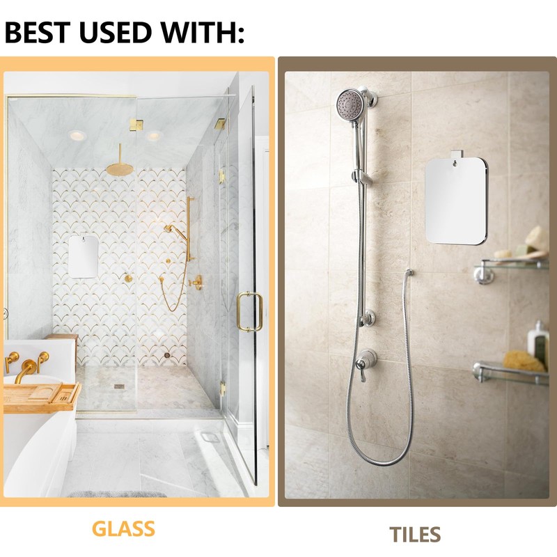 Shatterproof Shower Mirror Fogless for Shaving with Hook (Medium 8x6