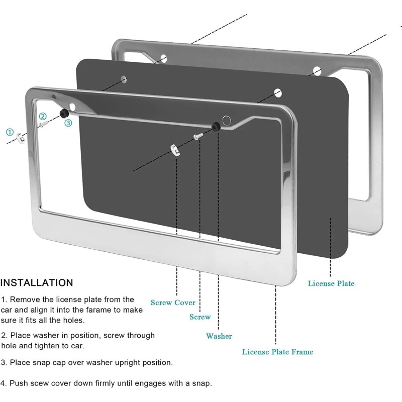 BLVD Heavy Duty Stainless Steel Metal License Plate Frame Including
