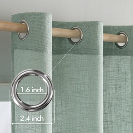 MIULEE Linen White Linen Curtains 96 Inch Long for Bedroom Living Room, Soft Thick Linen Textured Window Drapes Semi Sheer Light Filtering Grommet Top Burlap Look Decor, 2 Panels