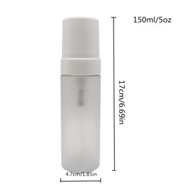 Botella vacía de plástico de espuma de 5 onzas, 150 ml, recipientes de champú espumoso, transparente mate + blanco (6 unidades)
