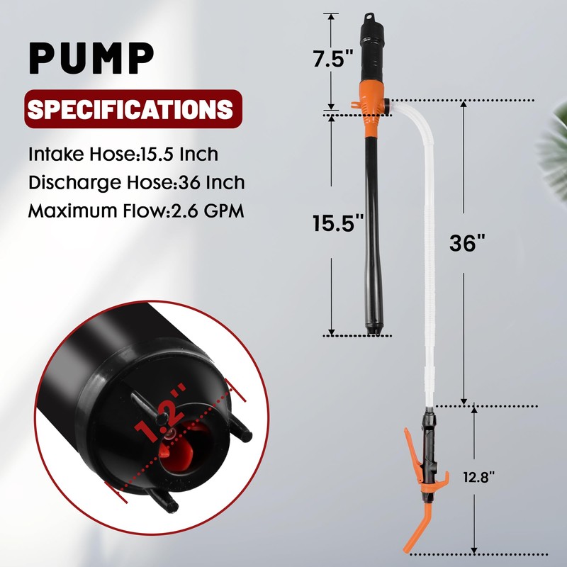 PUMPTOR Fuel Transfer Pump Battery Powered - Portable Gas Pump