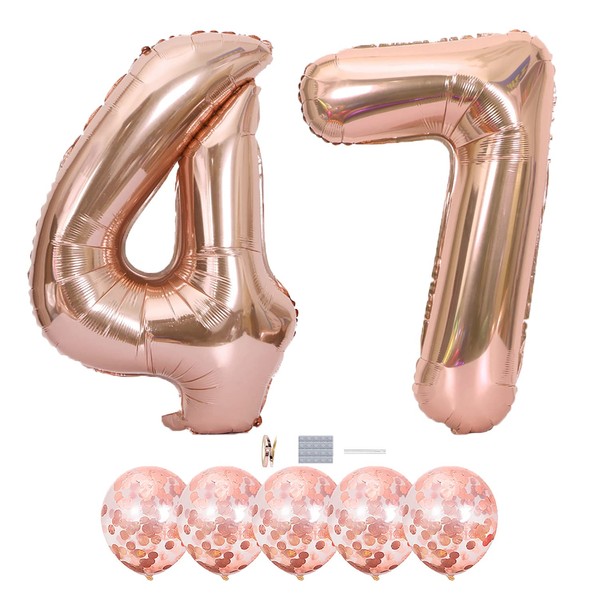 Rose Gold 47 Birthday Decorations - 40 Inch Number 47