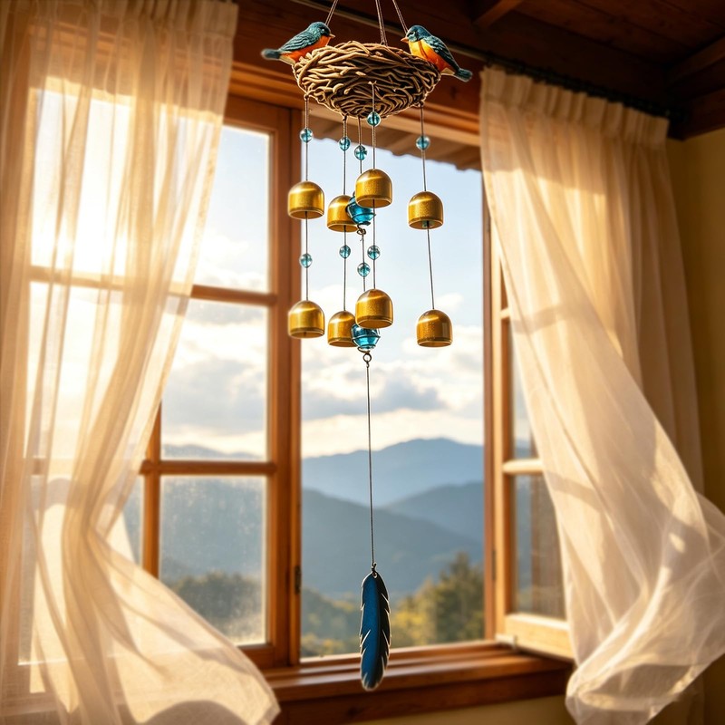 MUMTOP Wind Chime for Outside, Blue Bird Resin Wind Bells