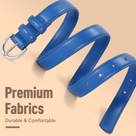 SANSTHS Women Leather Belt for Jeans Fashion Ladies Dress Belt With Single Prong Buckle, Royal Blue M