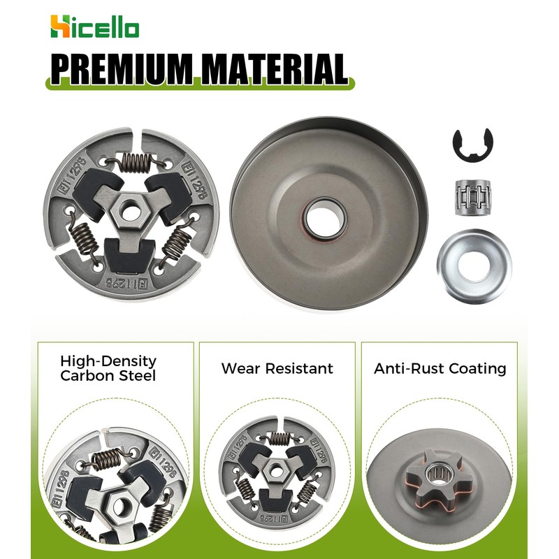 Hicello Ms170 Sprocket 3/8" 6T Clutch Drum Kit Replacement for