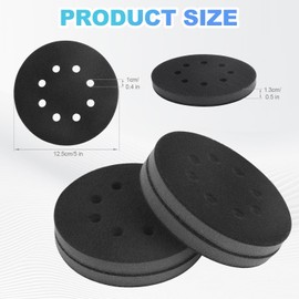 4pcs Premium Foam Sanding Pads, 5 Inch 8 Holes Sponge Cushion Soft Back Orbital Sander Pads Round Buffer Sanding Pad for Orbital Sander