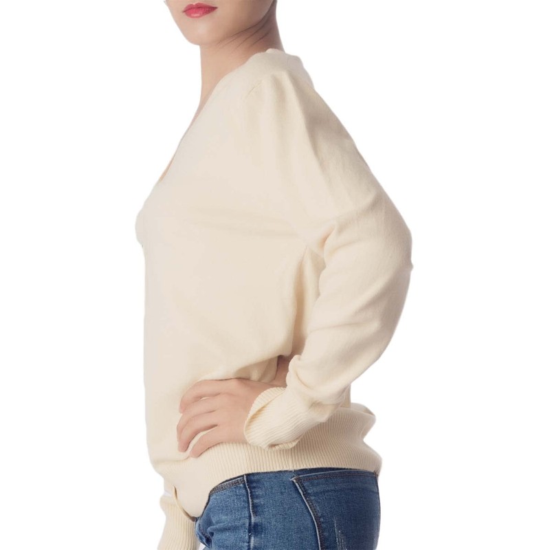 iB-iP Women's Lightweight V-Neck Cardigan Pullover Cardigan, cream