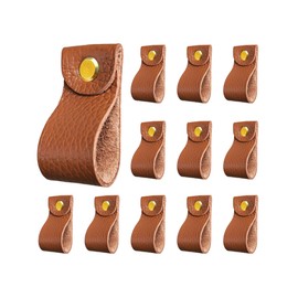 ALEACAR Leather Dresser Knobs, Drawer Pulls and Cabinet Handles - Soft Drawer Knobs for Kitchen, Wardrobe, and Door – Upgrade The Look of Furniture, Perfect Replacement for Metal Knobs (Brown 12 Pcs)