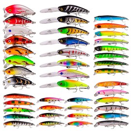 Xixian Kit de Señuelos de Pesca Conjunto de Señuelos de Pesca Cebo Duro Artificial Señuelo de Pesca Biónico Minnow Bait Swimbait Crankbait Señuelos