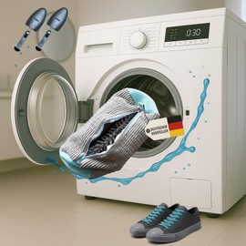 T&B Global Shoe Wash Bags for Washing Machine, Set of 2, XL, Grey, Extra for Darker Shoes and Trainers, Includes Shoe Stretcher, Clean and Safe Washing in the Washing Machine, Laundry Bag Shoes