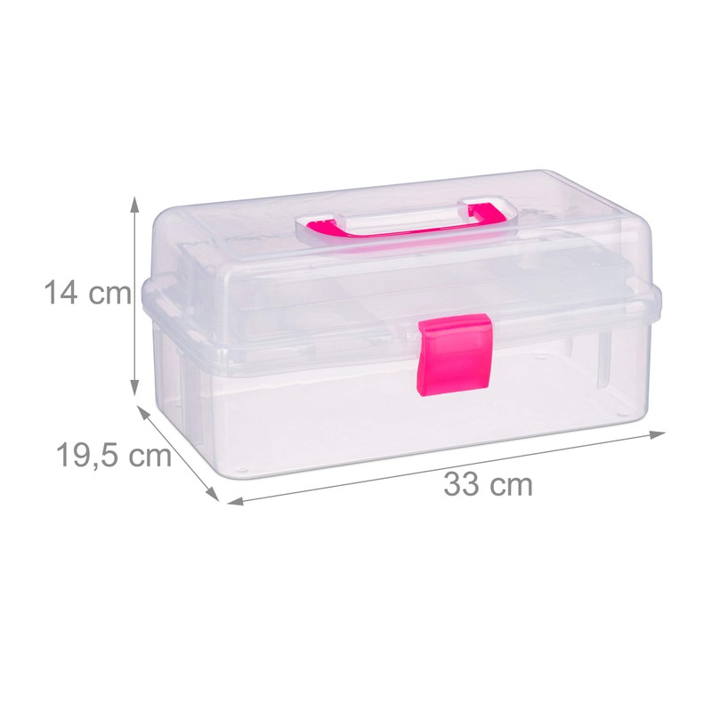Relaxdays 1 x Transparent Plastic Box, 9 Compartments, Tool Box,