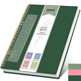 PYNEX Notizbuch A4 Liniert, Notizblock Spiralbindung, Tagebuch 55 Blatt / 110 Seiten Zum Schreiben, 100 GSM College-liniertes Papier, 21.5 x 27.9cm - Dunkelgrün