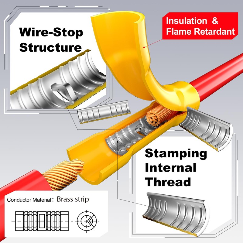 AIRIC UL Listed Blue Butt Connectors Crimp Splice Terminals 100