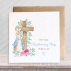 Second Ave Cute Blue Bunny Rabbit Christening Day Square Card