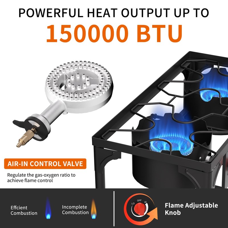 SKOK 2 Burner Propane Stove - Portable Camping Stove with