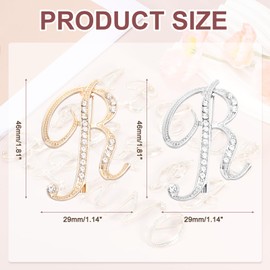 PATIKIL Letter Brooch Pins, 2Pcs Initial Letter R Rhinestone Broaches Metal Crystal Alphabet A-Z Lapel Pin for Women Jewelry Gift Suit Clothes Hat Dress Coat Craft, Gold Silver