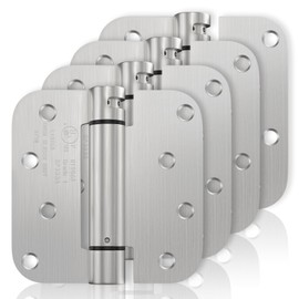 Self Closing Door Hinges 4 Pack 4 Inch Spring Loaded Hinges with Adjustable Tension Brushed Nickel Door Hinge Heavy Duty Hinge 5/8" Radius Corners for Interior Exterior Doors